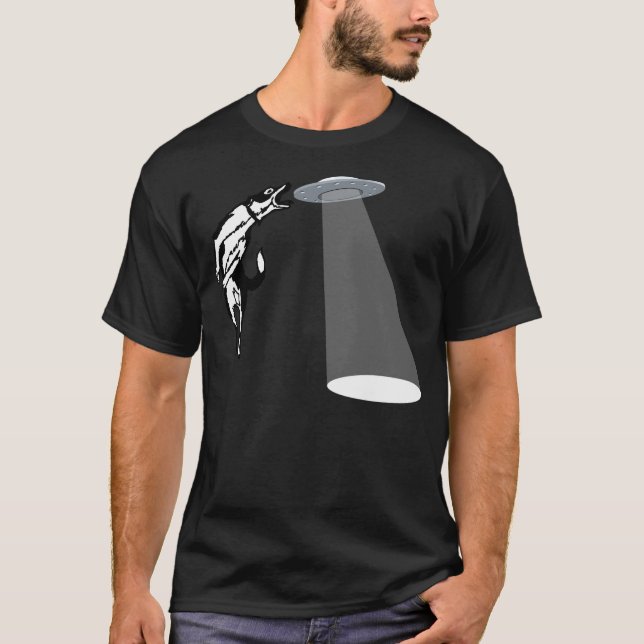 Banksy Stil Hund Catching Frisbee (flygande aucer) T Shirt (Framsida)