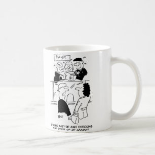 Bankverksamhet. Kontroll av tillståndet för ett Kaffemugg