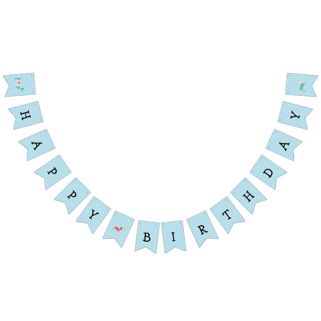 Banner Blue Dachshund Bunting Party Vimplar (Alla)
