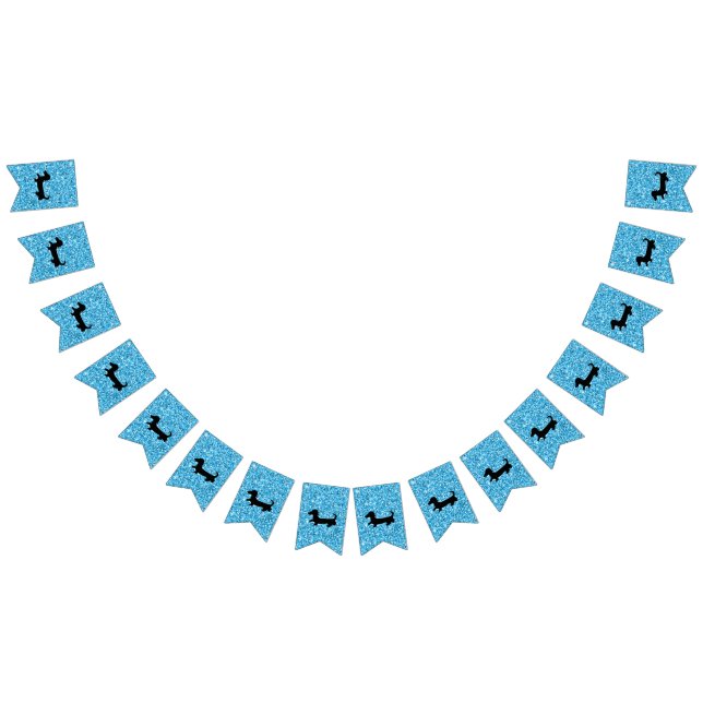 Banner Blue Glitter Dachshund Bunting Party Vimplar (Alla)