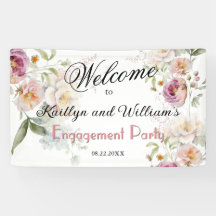 BANNER Elegant Blommig Förlovningsfest Välkommen