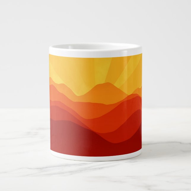 Banner för soluppsättningar jumbo mugg (Framsidan)