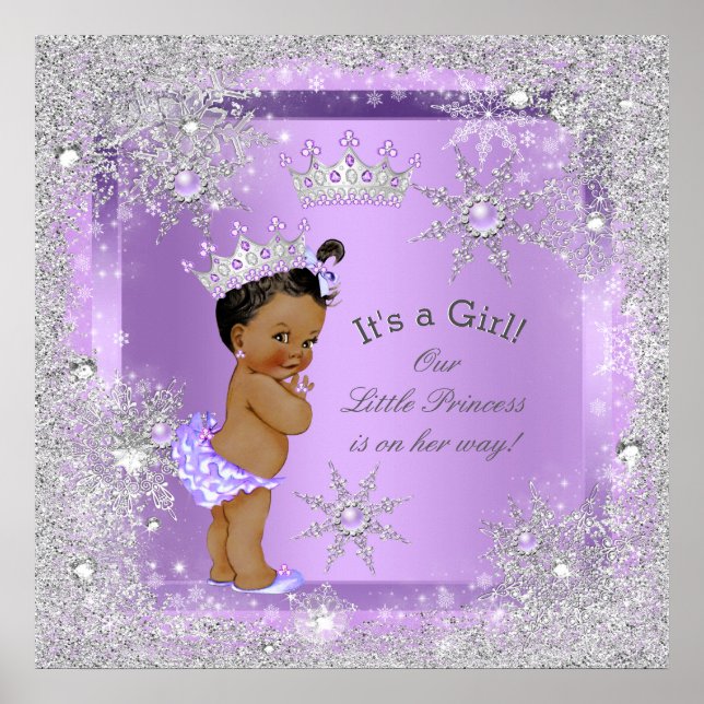 Banner Furstlig Babyfirande Lila Etnisk Poster (Framsidan)