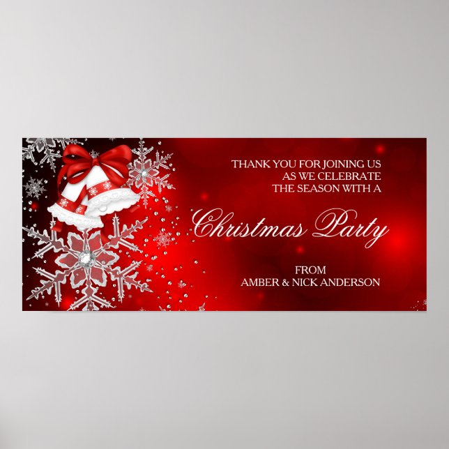 Banner Gnistra Snowflake Red jul Party Poster (Framsidan)