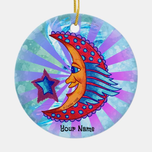 Banner Måne Julgransprydnad Keramik (Framsidan)