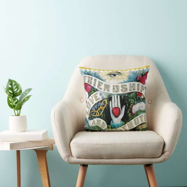 Banner med hjärtan och händer för vänskap kärlek o kudde (Stol)