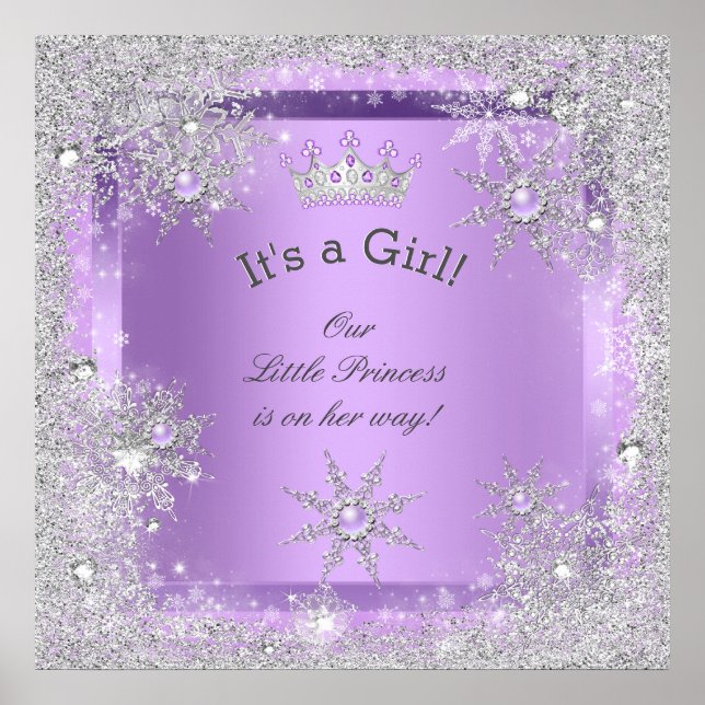 Banner Princess Baby Shower Lilac Lila Poster (Framsidan)