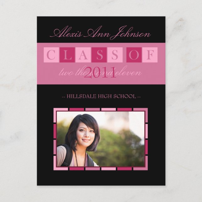 Banner Studenten annons vykort (rosa) (Framsida)