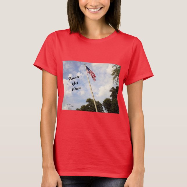 BANNER YET WAVE AMERICAN FLAGGA WOMENS T SHIRT (Framsida)