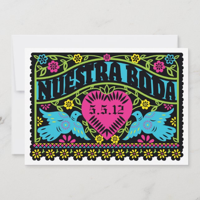 Bannerinbjudan till Nuestra Boda Love birds Inbjudningar (Baksida)