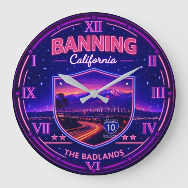 Banning California Neon Mountain  Stor Klocka (Framsida)