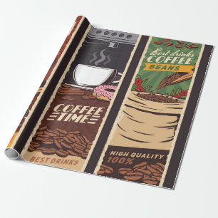 Bannrar för vintage av kaffeprodukter, vintagar fö presentpapper