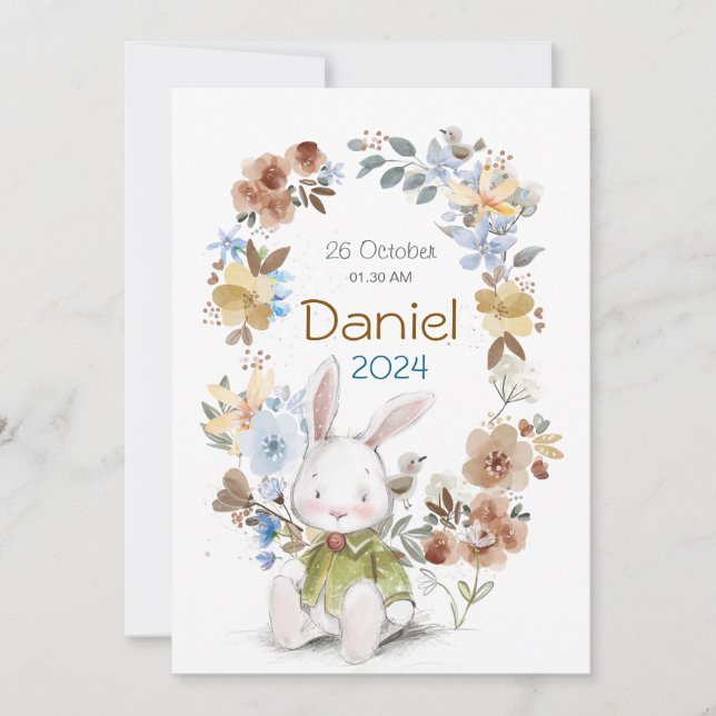 Banny Rabet new born Greeting cards Inbjudningar (Framsida)
