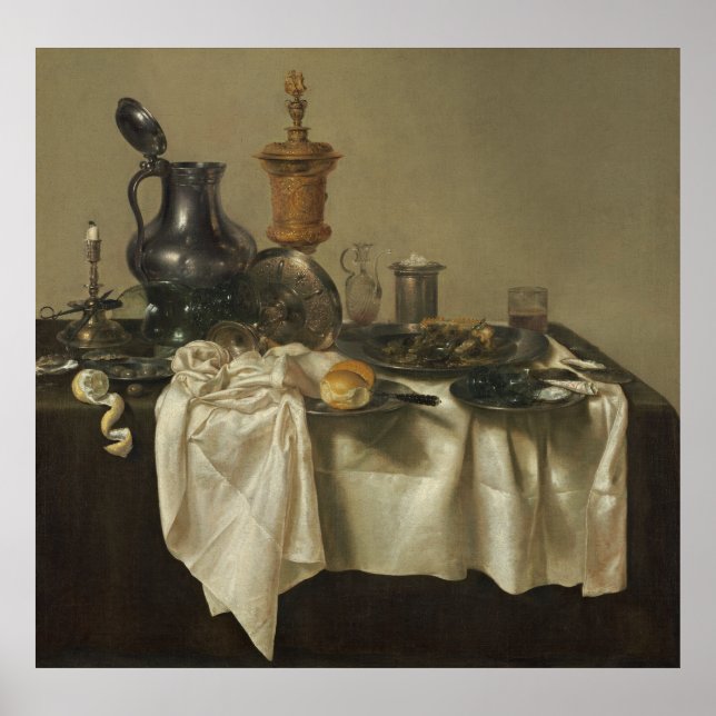 Banquet Biet med Mince Paj av Willem Claesz Heda Poster (Framsidan)