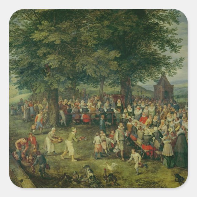 Banquet Bröllop Fyrkantigt Klistermärke (Framsida)