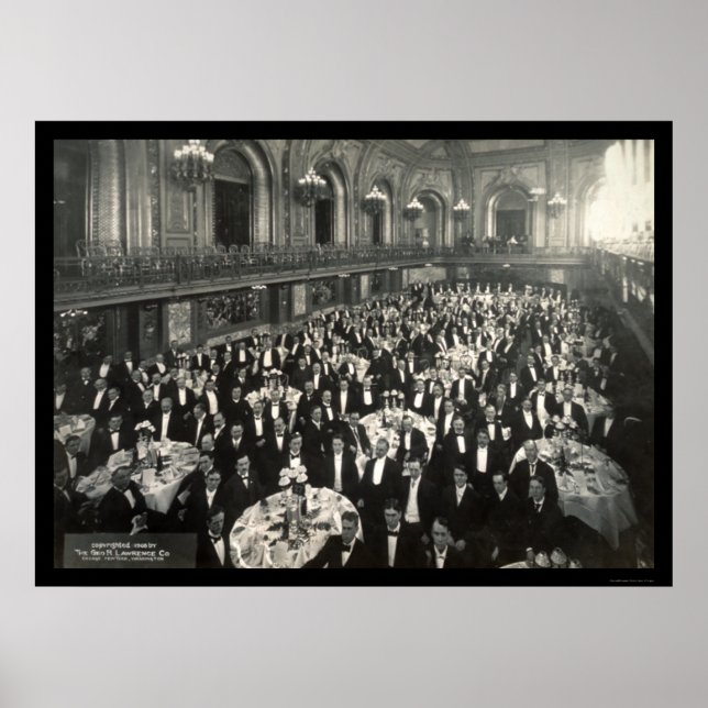 Banquet Chicago Photo 1908 Poster (Framsidan)