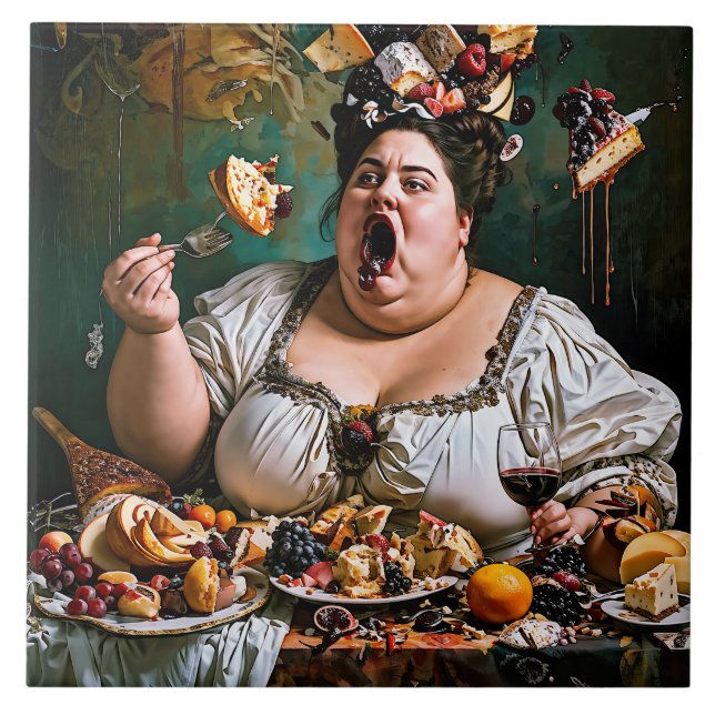 "Banquet of Chaos" Surreal Colorful Artwork Kakelplatta (Framsidan)