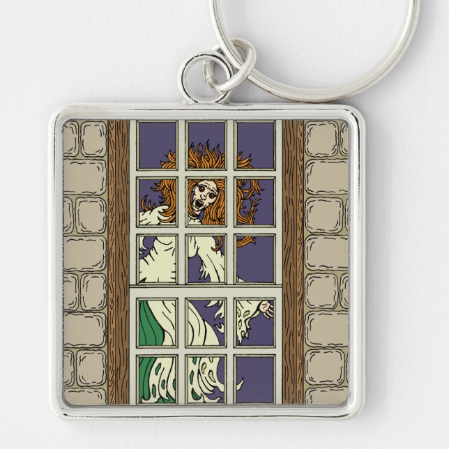 Banshee Fyrkantig Silverfärgad Nyckelring (Framsidan)