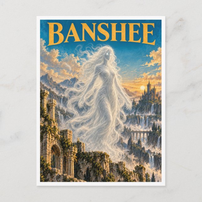 Banshee, gotisk fantasiväsen vykort (Framsida)