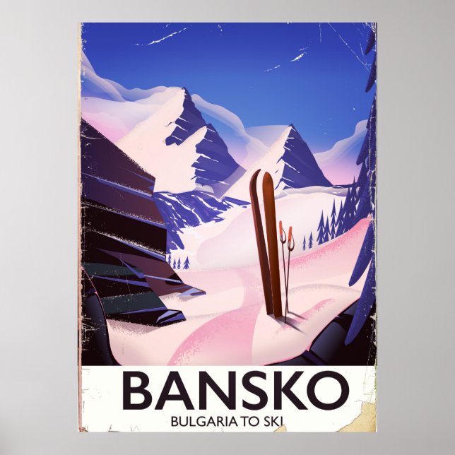 Bansko Bulgarien Att Ski Poster (Framsidan)