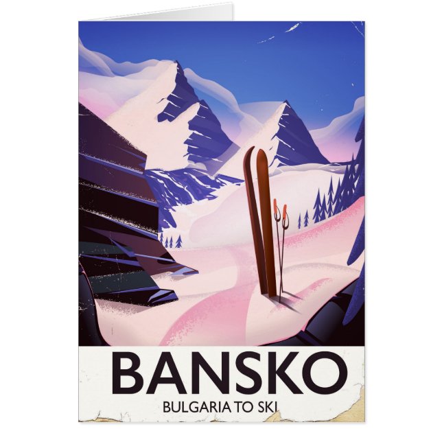 Bansko Bulgarien Att Skida Hälsningskort (Framsidan)