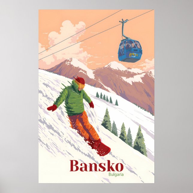 Bansko Bulgarien Snowboard Resa Affisch (Framsidan)