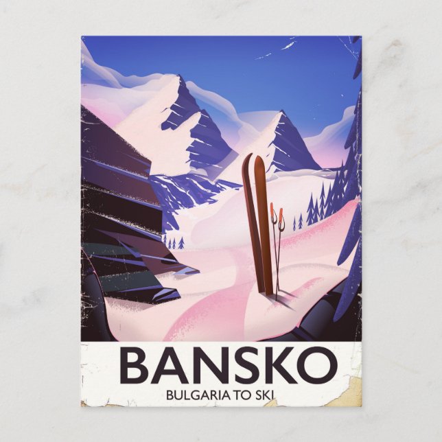Bansko Bulgarien till Ski Vykort (Framsida)