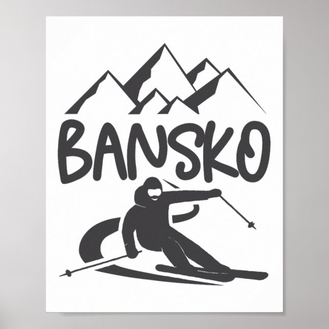 Bansko Skiing Snowboarding Bulgaria Resort Distres Poster (Framsidan)
