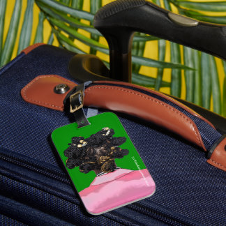 Bantu Knots. Pink and Green. Luggage tag.  Bagagebricka