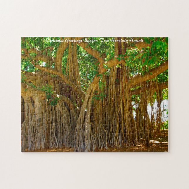 Banyan Tree Honolulu HawaiI. Julhälsningar Pussel (Horisontell)