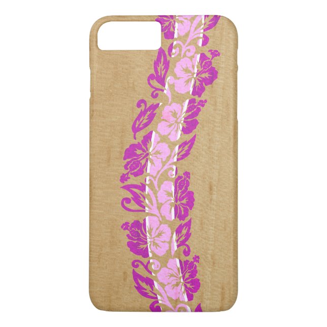 Banyans Hawaiian Hibiscus Faux Wood Surfboard Case-Mate iPhone Skal (Baksida)