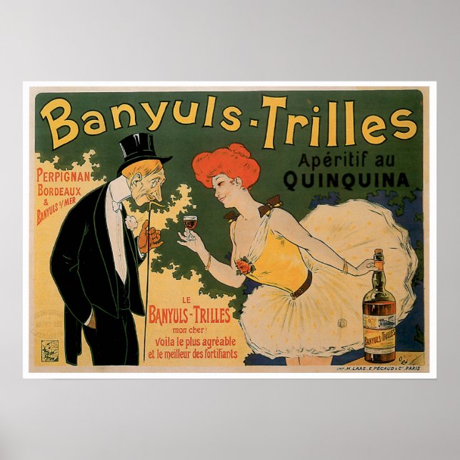 Banyuls Trilles Vintage Vin Drink Ad Art Poster (Framsidan)