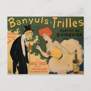 Banyuls Trilles Vintage Vin Drink Ad Art Vykort