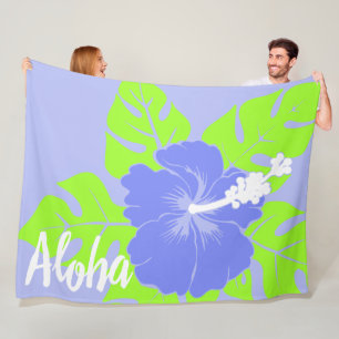 Banzai Beach Hawaiian Hibiscus Blommigt Aloha - Pe Fleecefilt