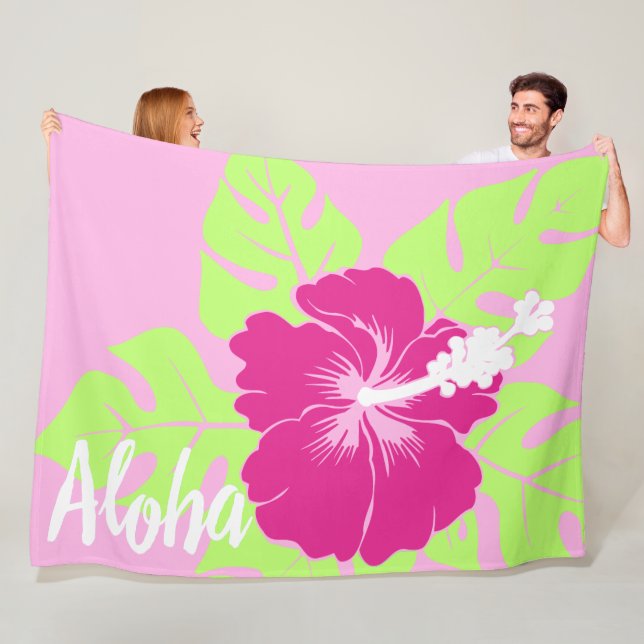 Banzai Beach Hawaiian Hibiscus Blommigt Aloha - Ro Fleecefilt (På plats)