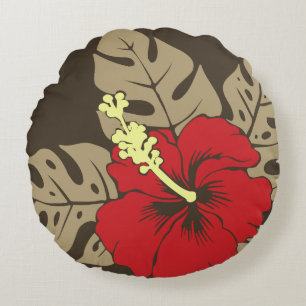 Banzai Beach Hawaiian Hibiscus Reversibel Rund Kudde