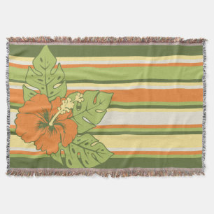 Banzai Beach Hawaiian Hibiscus Stripe Blanket Mysfilt