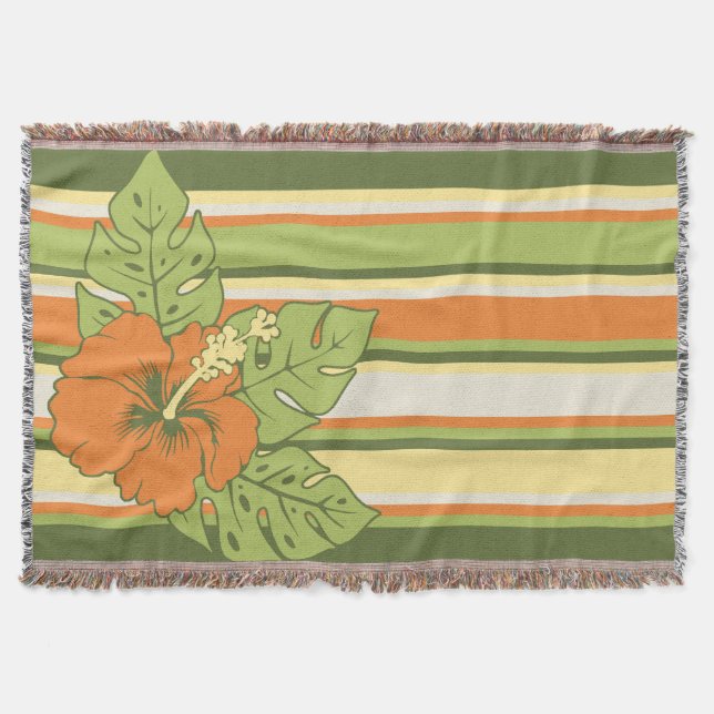 Banzai Beach Hawaiian Hibiscus Stripe Blanket Mysfilt (Framsidan)