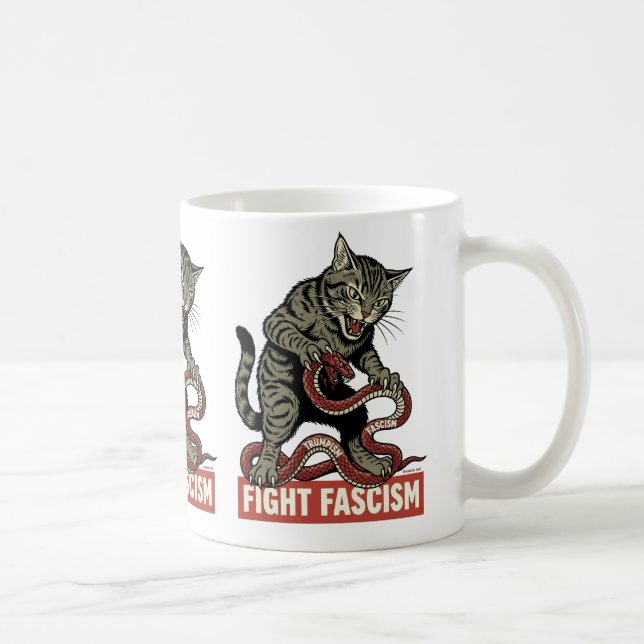 Banzai Kat Fight Fascism Kaffemugg (Höger)