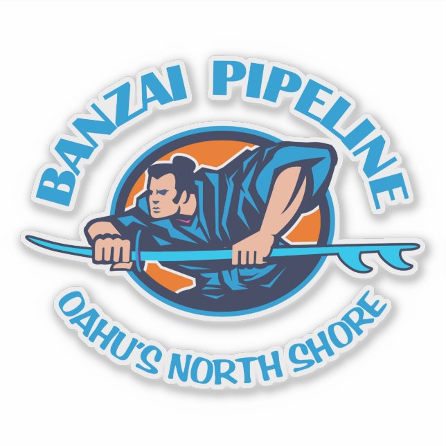 Banzai Pipeline (blå) Klistermärken (Framsida)