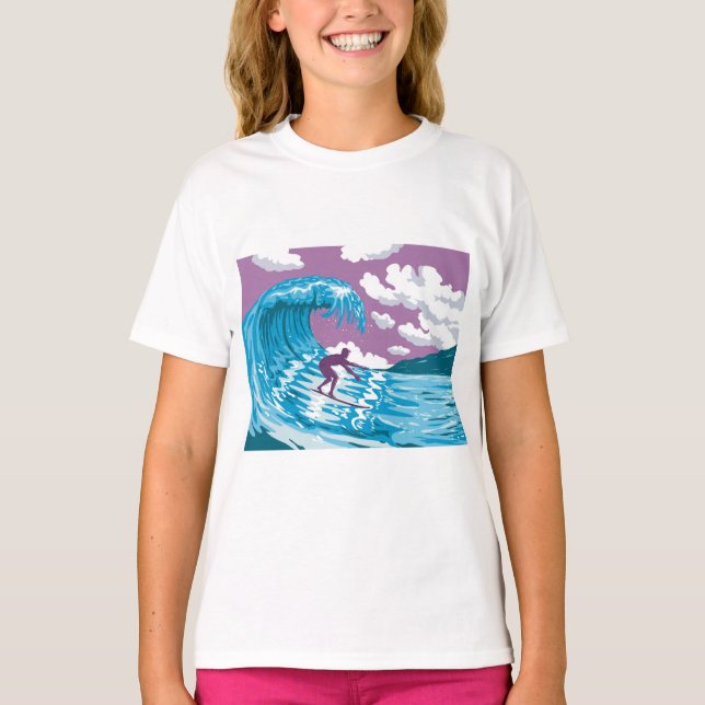 Banzai Pipeline från Ehukai Beach Park Hawaii WPA T Shirt (Framsida)