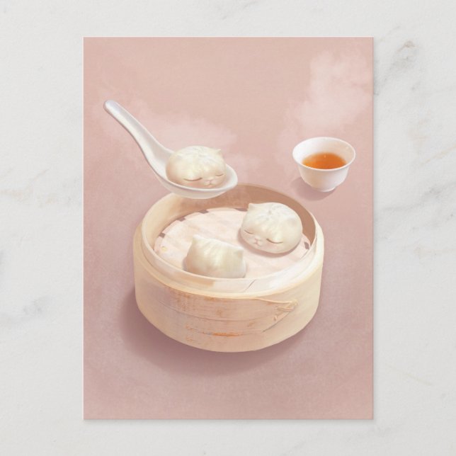 Bao Baby - Tea Time Bao Buddies Meddelande Vykort (Framsida)