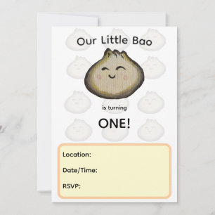 Bao Dumpling Födelsedagsfest Inbjudan