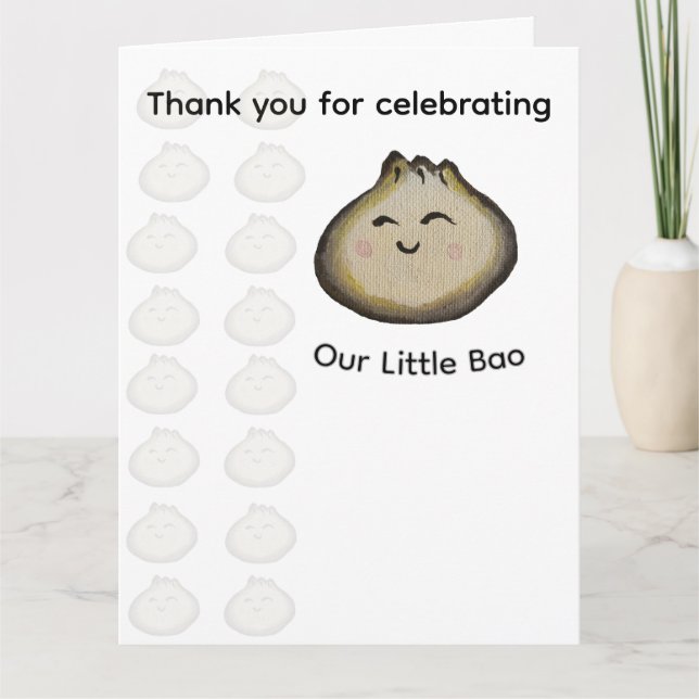 Bao Dumpling Födelsedagsfest Tack Kort (Framsida)