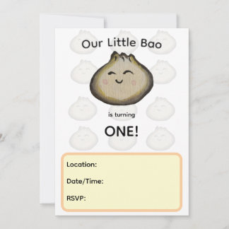 Bao Dumpling Födelsedagsinbjudan Inbjudningar
