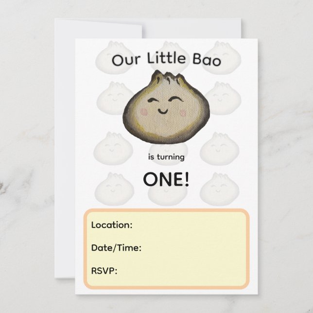 Bao Dumpling Födelsedagsinbjudan Inbjudningar (Framsida)