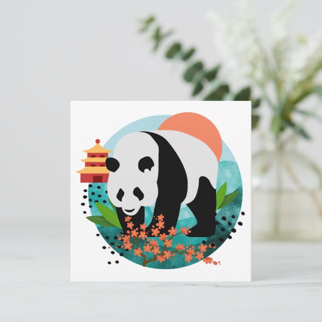 BAO SHI - Panda -platta anteckningskort - detaljer (Stående Fram)