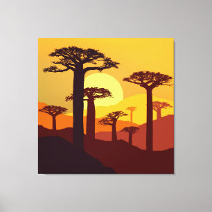 Baobab på solnedgången canvastryck