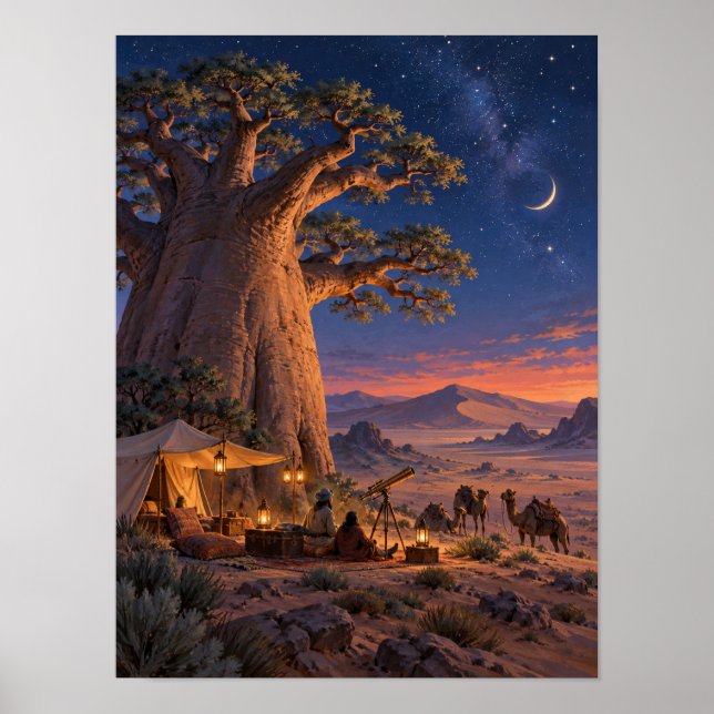 Baobab Stargazer Caravan Skymning 12x16 Affisch (Framsidan)