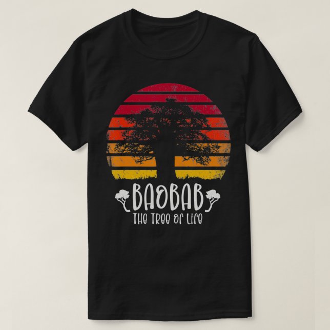 Baobab Träd African Retro Sunset Baobab Chonk Träd T Shirt (Design framsida)